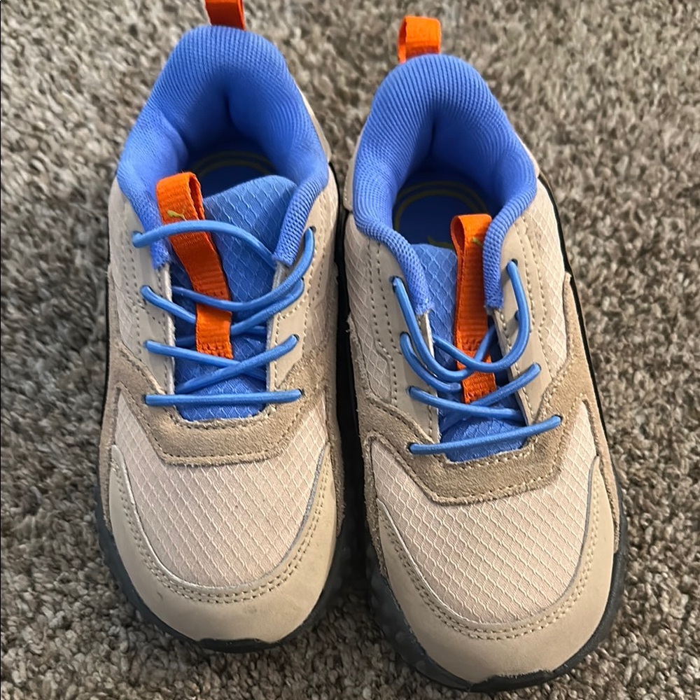 Kids Beige and Blue Sneakers